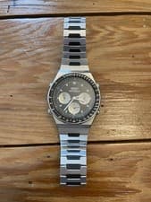 Vintage Seiko 7A28 Quartz Chronograph Stainless Steel Black Dial Men's Watch