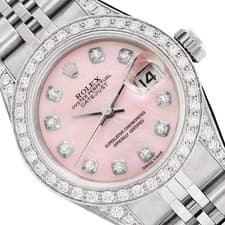 26mm Rolex Datejust 69174 18K Gold Diamond Bezel Pink MOP Dial Woman's Watch