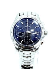 TAG Heuer Calibre 16 Chronorgraph Mens Watch Rare Blue Dial CJF2114 Mint Cond.