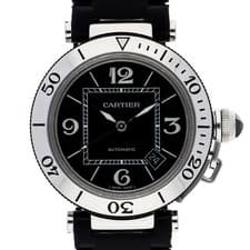 CARTIER 2790 Pasha WATCH black SS/rubber AT