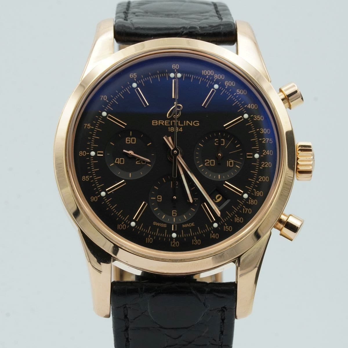 Breitling Transocean Montre Hommes RB0152 18K 750 Massif Or 43MM Wie Neuf BR803