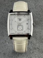 TAG Heuer Monaco WAW131B MOP Dial Diamonds Quartz 37mm Watch w Box US Seller