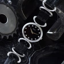 Piaget 1970s Onyx Diamond 9802D Belt Buckle 18k White Gold Manual Wind