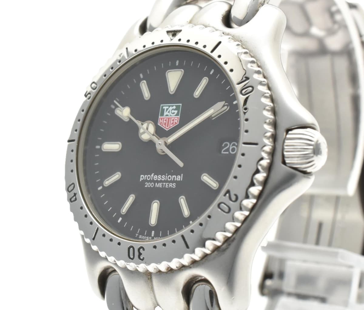 [Near MINT] TAG Heuer S/el S99.313 200m Black Dial Silver Quartz Men's Watch