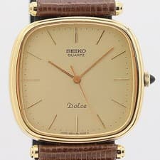 Seiko Dolce 5931 5400 Quartz Men's Watch Gold Dial Tested Excellent Condition