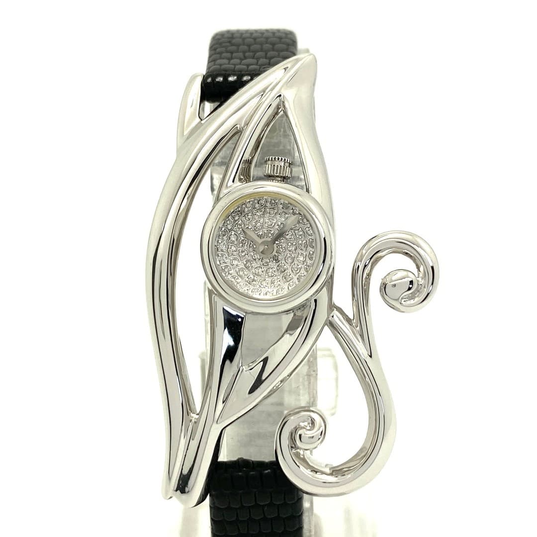 Wristwatch Ladies The Nishiogi Ujat Eye Quartz Silver Diamond 2 Hands Leather S