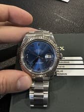 Rolex Datejust II 41mm 116334 Blue Roman Dial Fluted Bezel Oyster Band  2015