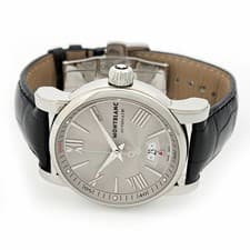 Montblanc Star Date 7102 Automatic SS Watch Silver Dial 42mm Round Leather Men's
