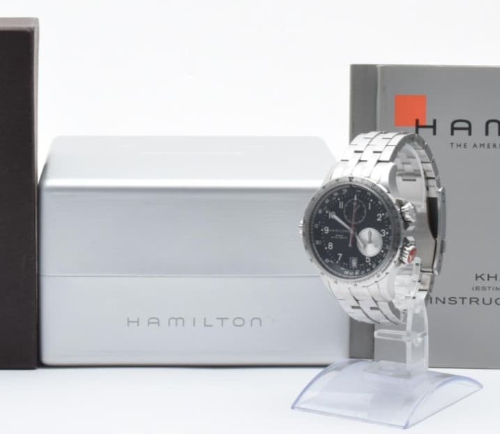 【N MINT w/BOX】 Hamilton Khaki ETO H776120 Chronograph Quartz Black Men's Watch