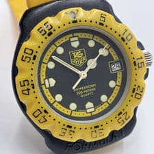 [Exc+5] TAG HEUER Formula 1 380.513 Black Yellow Dial Quartz Men's Watch JAPAN
