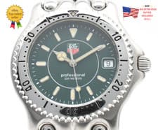 ▶️RARE [ N MINT ] TAG HEUER S/el WG1119 37mm Quartz Men's Watch Green Dial Swiss