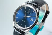 HAMILTON Jazzmaster Gent H324510 Blue Date Quartz Swiss Made Watch [Box Damaged]