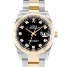Rolex Datejust 36 126203 Black Diamond Steel 18k Yellow Gold Watch Card 2022