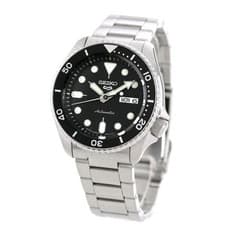 Seiko 5 Sports SBSA005 Automatic Watch Black Dial Stainless Bracelet Used