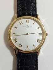 Baume & Mercier MV045078 Men's Quartz Watch Champagne Dial Yellow Gold Leather