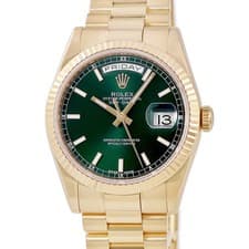 ROLEX Day-Date 36 118238 Men's Automatic K18YG Green Dial 36mm Watch #HD021