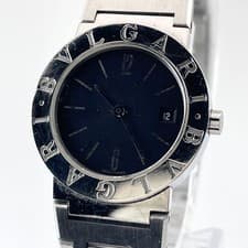 BVLGARI Bvlgari Bvlgari Quartz Watch BB26SS Date Black Dial 26mm