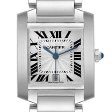 Cartier Tank Francaise Large Steel Silver Dial Mens Watch W51002Q3