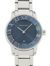 Tiffany & Co. Atlas Dome Quartz Watch Ladies Blue Dial 29mm