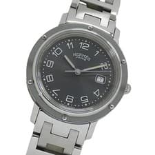 HERMES Watch Boys Clipper Date Quartz QZ CL4.410 Silver Gray Used