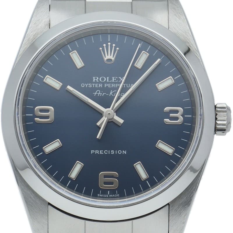 ROLEX Air king 14000(P) Stainless Steel mensWatch blue USED