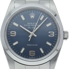 ROLEX Air king 14000(P) Stainless Steel mensWatch blue USED