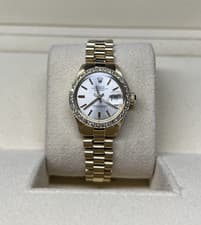 Rolex Datejust Silver Stick Dial Diamond Bezel 18kt gold 69178