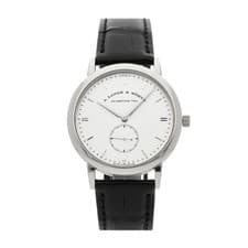 A. Lange & Sohne Saxonia Gold Manual 37mm Silver Dial Strap Watch 215.026