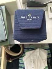 Breitling Chronometer Premier Blue Dial Black Leather Men's Watch w/ Box