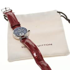 Louis Vuitton Tambour Lovely Cup Q12M4 Diamond Watch Navy Dial Quartz Women SS