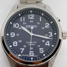 Seiko Kinetic Watch 5M82 0AW0 Skeleton Back Mens 42mm Rare wrist 18cm