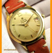 Vintage Zodiac Datographic Solid 18K Gold Orig Dial Automatic w/Guarantee Paper