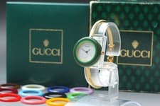 Vintage GUCCI Change Bezel 11/12.2 12 Colors Qz Women's WatchNear w/Box Paper