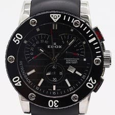 Edox 373465/01502 QZ Black Dial Mens Watch Working Vintage Luxury Japan Rare