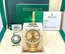 2015 Rolex Datejust II 116333 41mm Champagne Diamond 18K Gold Steel Box Paper