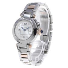 CARTIER MIS PASHAS WJ124020 27mm SS/PG Quartz Silver Dial Watch #C236