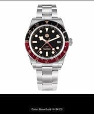 San Martin SN0109 BB Coke GMT 39mm NH34 Black/ Burgundy - US Seller