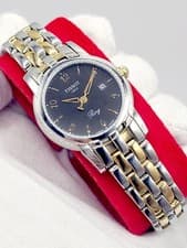 😍 Swiss [N. MINT] Tissot Ring 1990s Quartz Black Dial Sapphire Crystal Watch