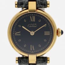 CARTIER 590004 Must Vendome WATCH black GF/leather QZ