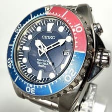 SEIKO 5M62 0BL0 Kinetic Watch Scuba 200m Pepsi Bezel Authentic Genuine