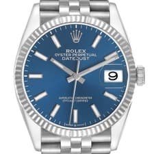 Rolex Datejust Steel White Gold Blue Dial Mens Watch 126234