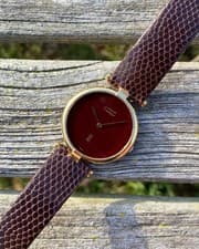 1980s Cartier 1708 Must De Cartier Round Vendome Burgundy Dial Watch 30mm Quartz