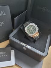 Bell & Ross BR 05 Chrono Green Steel 42 Automatic On Bracelet New Full Set 03-26