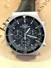 SEIKO 7A28-706LT Quartz Chronograph Overhauled March 2026 Leather Band Case 41mm