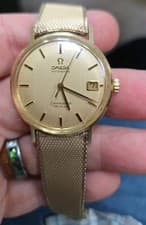 ✨ Vintage Omega Seamaster De Ville 14K Gold Bezel Gold Filled Band Working Watch
