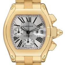 Cartier Roadster XL Yellow Gold Chronograph Mens Watch W62021Y2 Box Papers