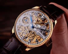 Skeleton Marriage Watch &Original Omega Pocket Movement 1939, 44mm Hand Engraved