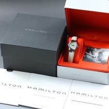 Near MINT HAMILTON Ventura H242111 White MOP Quartz Ladies Watch Full Set Box