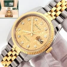 Rolex Datejust 36mm 116233 Factory Champagne Jubilee Diamond 2-tone Box Papers