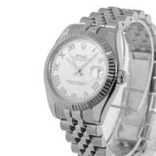 Rolex Datejust 31mm White Gold & Steel White Roman Dial & Fluted Bezel 178274